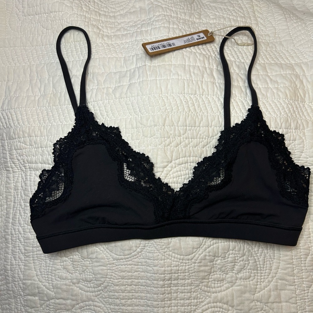 SKIMS Everybody Lace Triangle Bralette Small BLK